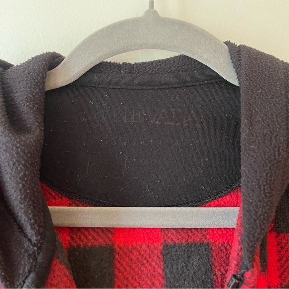 Nevada Men’s Buffalo Plaid Fleece Zip Hoodie Jacket Red Black Medium Warm Cozy - Picture 2 of 10